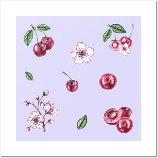 Vintage Cherry Pattern Retro Collection Posters and Art